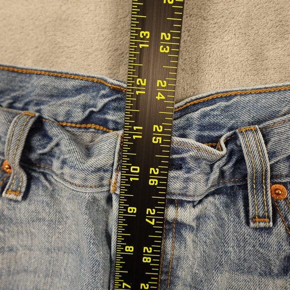 Levi's 501 Cutoff denim shorts women's 33 blue button fly red tab 2 1/2" inseam - Picture 4 of 11